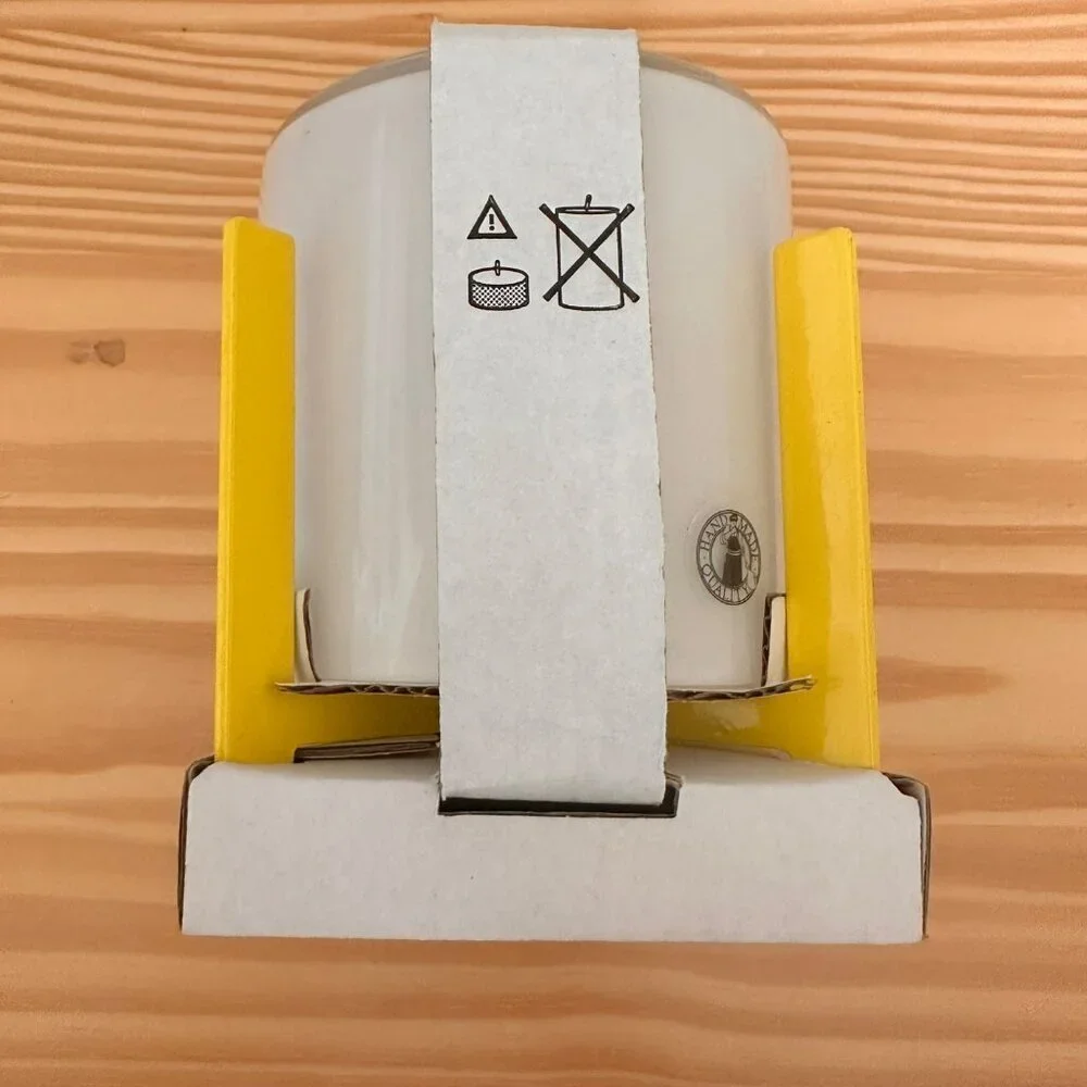 Ikea Köpglad Tea Light Candle Holder Lantern White‎ Glass with Yellow Base 4